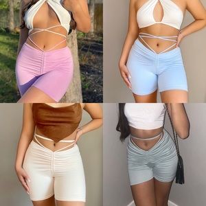 NEW Fashion Trendy boutique Sexy Strappy Biker Shorts DOUBLE LAYERED Many colors